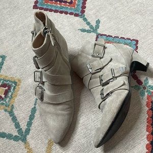 Barbara Bui Buckle low heel suede ankle boots